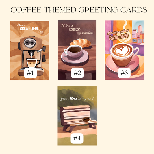 Greeting Card + Envelope (Coffee Themed)